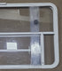 Used White Radius Opening Window : 47 3/4" W x 28 1/4" H x 1 5/8" D - Young Farts RV Parts