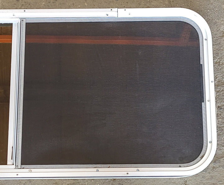 Used White Radius Opening Window : 48" W x 20" H x 1 1/4" D - Young Farts RV Parts