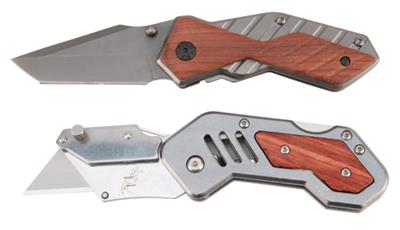Utility Knife Performance Tool W9373 Foldable, Red hardwood And Anodized Aluminum Handle - Young Farts RV Parts