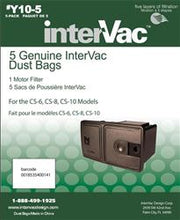 Load image into Gallery viewer, Vacuum Cleaner Bag InterVac Design Y10-5 Disposable; Fits InterVac Models CS6/ CS8/ CS8HW Vacuum Cleaner; Filters Down To 3 Microns; Set Of 5 - Young Farts RV Parts