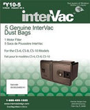 Vacuum Cleaner Bag InterVac Design Y10-5 Disposable; Fits InterVac Models CS6/ CS8/ CS8HW Vacuum Cleaner; Filters Down To 3 Microns; Set Of 5
