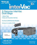 Vacuum Cleaner Bag InterVac Design Y11-5 Disposable; Fits InterVac Model CSRM Vacuum Cleaner; Filters Down To 3 Microns; Set Of 5
