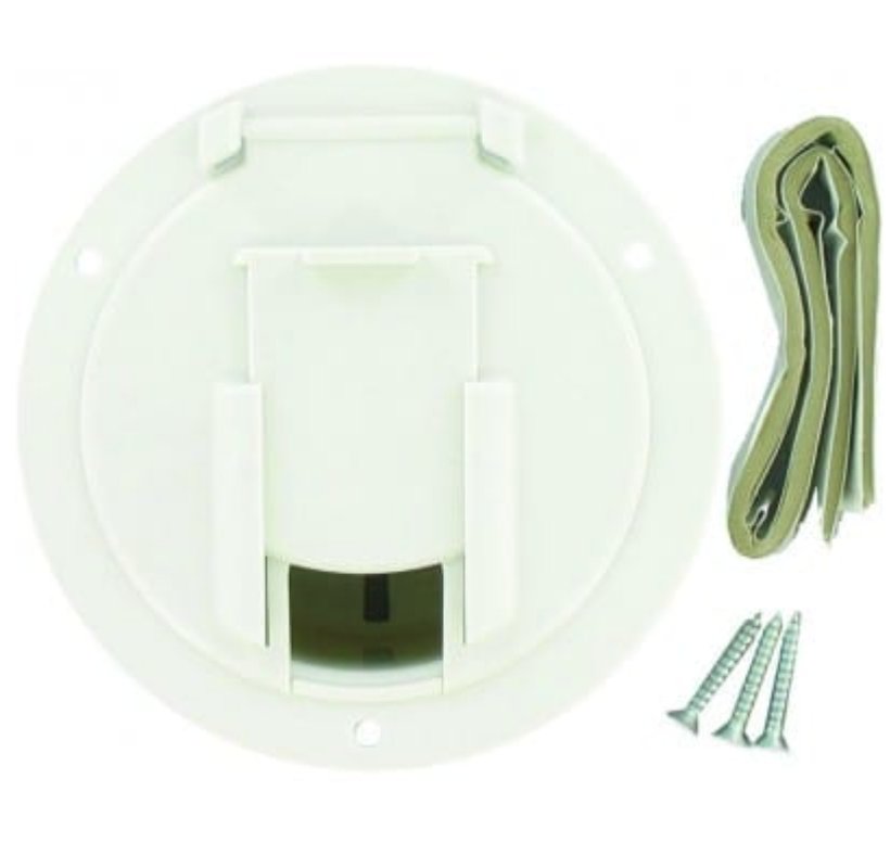 Valterra A10-2137VP Round Cable Hatch, White - Young Farts RV Parts