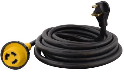 Valterra® A10-3025EDBK - Mighty Cord™ 25' Extension Power Cord with Standard Grip (30A Straight Male x 30A Locking Female) - Young Farts RV Parts