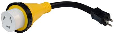 Valterra Mighty Cord 15AM - 50AF Detachable Adapter Cord 12″ - A10-1550DBK - Young Farts RV Parts