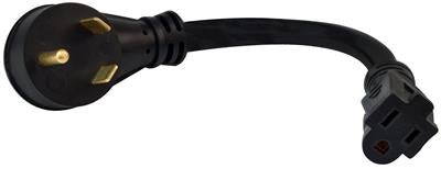 Valterra Mighty Cord 30AM-15AF Adapter Cord, 12″ - A10-3015BK - Young Farts RV Parts