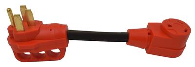 Valterra Mighty Cord 50AM-30AF Adapter Cord with Handle, 12″, Red, Bulk - A10-5030F - Young Farts RV Parts