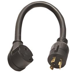 Valterra RV Power Cord Adapter, 3 Prong Male To 30 Amp Female 12" Twist Lock - A10-G30330VP - Young Farts RV Parts