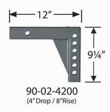 Load image into Gallery viewer, Weight Distribution Hitch Shank Equal-i-zer 90-02-4200 2&quot; Square, 12&quot; Shank, 12&quot; Overall Length, 8&quot; Rise, 4&quot; Drop, 6 Mounting Holes - Young Farts RV Parts