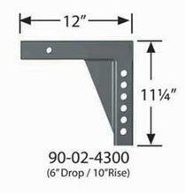 Load image into Gallery viewer, Weight Distribution Hitch Shank Equal-i-zer 90-02-4300 2&quot; Square, 12&quot; Shank, 12&quot; Overall Length, 10&quot; Rise, 6&quot; Drop, 6 Mounting Holes - Young Farts RV Parts