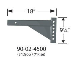 Weight Distribution Hitch Shank Equal-i-zer 90-02-4500 2" Square, 18" Shank, 18" Overall Length, 13" Rise, 3" Drop, 6 Mounting Holes - Young Farts RV Parts