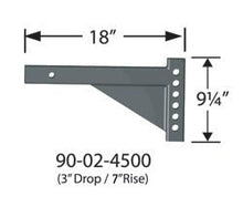 Load image into Gallery viewer, Weight Distribution Hitch Shank Equal-i-zer 90-02-4500 2&quot; Square, 18&quot; Shank, 18&quot; Overall Length, 13&quot; Rise, 3&quot; Drop, 6 Mounting Holes - Young Farts RV Parts