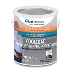 white - 1 gal | Roof Coating Dicor Corp. RP-IRC-1 CoolCoat ™, Use With Dicor Cleaner/ Activator, For Rubber RV Roof, 125 Square Feet, With Insulating Ceramic Microcells, White, 1 Gallon Can - Young Farts RV Parts