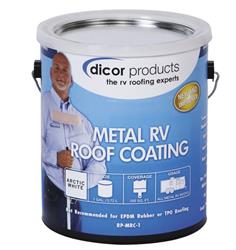 white - 1 gal | Roof Coating Dicor Corp. RP-MRC-1 Use To Protect And Beautify Metal/ Aluminum/ Steel And Previously Coated RV Roofs, Fiberglass Coat, 200 Square Feet, Non Insulating, White, 1 Gallon Can - Young Farts RV Parts
