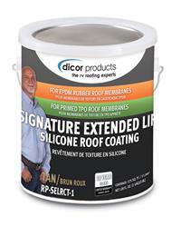 white - 1 gal | Roof Coating Dicor Corp. RP-SELRC-1 Signature Extended Life RV Roof Coating ™, Use To Protect Roof Membranes, For Rubber RV Roof, Covers 125 Square Feet Per Gallon, White, 1 Gallon Can - Young Farts RV Parts