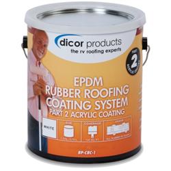 White | Roof Coating Dicor Corp. RP-CRC-1 Use With Dicor Cleaner/ Activator, For Rubber RV EPDM (Ethylene Propylene Diene Monomer) Rubber Roof, Covers 125 Square Feet, Non Insulating, White, 1 Gallon Can - Young Farts RV Parts