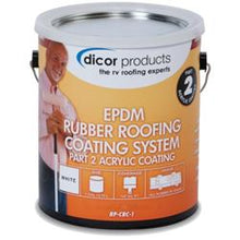 Load image into Gallery viewer, White | Roof Coating Dicor Corp. RP-CRC-1 Use With Dicor Cleaner/ Activator, For Rubber RV EPDM (Ethylene Propylene Diene Monomer) Rubber Roof, Covers 125 Square Feet, Non Insulating, White, 1 Gallon Can - Young Farts RV Parts