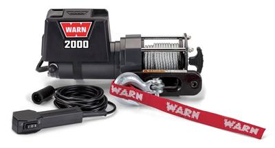 Winch Warn 92000 2000 DC Series, Vehicle Mounted, Trailer Winch, 12 Volt Electric, 2000 Pound Line Pull Capacity, 35 Foot Wire Rope, Hawse Fairlead, Wired Remote - Young Farts RV Parts